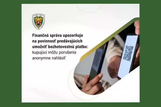 Finančná správa upozorňuje na povinnosť predávajúcich umožniť bezhotovostnú platbu